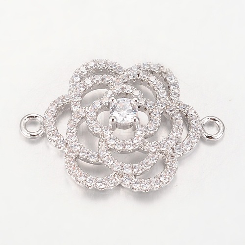 Flower Brass Micro Pave Cubic Zirconia Links ZIRC-I017-05P-1