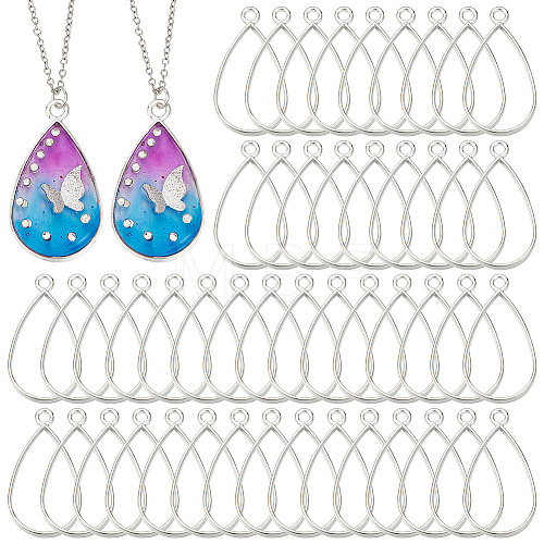 Olycraft 50Pcs Alloy Open Back Bezel Pendants FIND-OC0003-35S-1