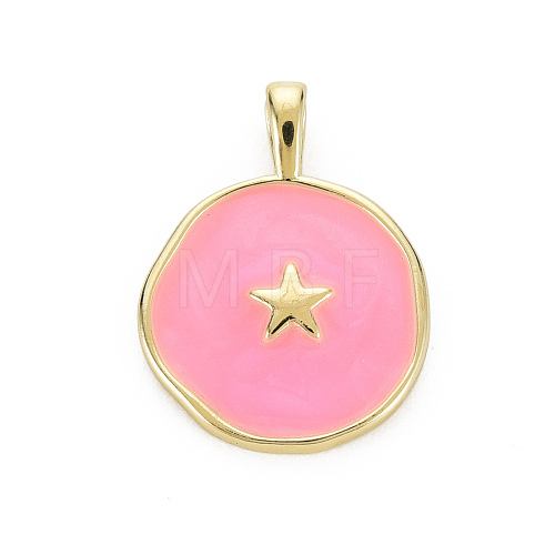 Brass Enamel Pendants KK-Q283-057D-NR-1