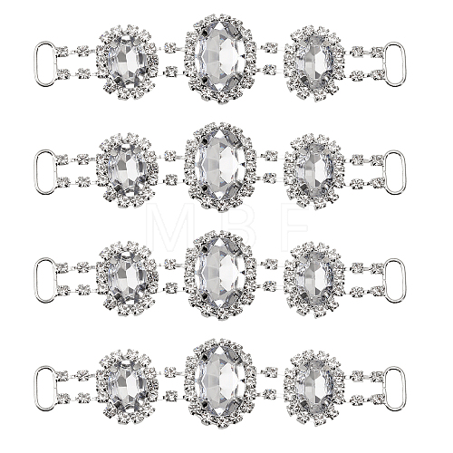 4Pcs Silver Plated Brass Rhinestone Connector Charms RB-CA0001-05B-1