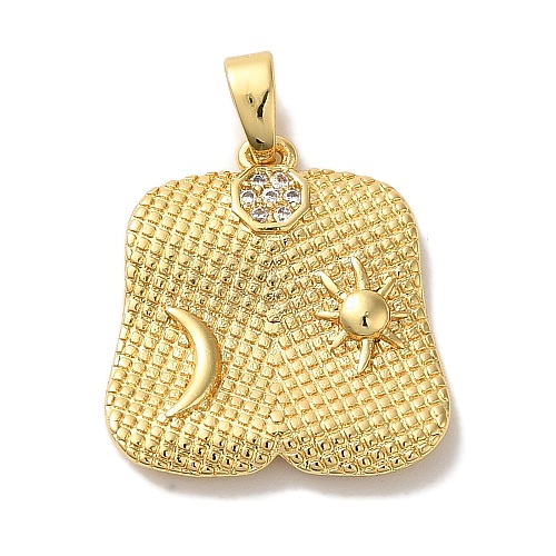 Rack Plating Brass Micro Pave Cubic Zirconia Pendants KK-U027-23G-1