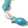 Natural Mixed Cowrie Shell with Synthetic Turquoise Beaded Anklets AJEW-AN00596-01-3