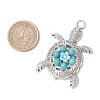 Synthetic Turquoise & Acrylic Beaded Flower Sea Animal Pendants PALLOY-JF03830-2