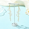 Shell Pearl Beads & Brass Cable Chains Dangle Earrings for Women EJEW-JE07326-1