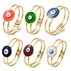 Rack Plating Brass Enamel Evil Eye Hollow Bangles for Women BJEW-H607-01G-1