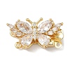 Brass Micro Pave Cubic Zirconia Butterfly Box Clasps KK-H526-12G-09-1