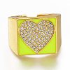 Brass Micro Pave Clear Cubic Zirconia Cuff Rings ZIRC-A017-21G-RS-2