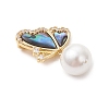 3Pcs 3 Sizes Natural Paua Shell with Round White Shell Pearl Pendants PALLOY-JF05085-4