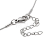 304 Stainless Steel Round Snake Chain Textured Bar Pendant Necklaces for Women NJEW-K276-15P-4