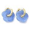 Brass Resin Flower Hoop Earrings for Women EJEW-U038-01G-09-4