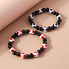 2Pcs Sport Resin Football Beaded Stretch Bracelets for Women Men FS-WG5AFC0-02-2