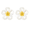 Natural Shell Braided Flower Stud Earrings EJEW-TA00093-1