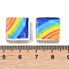 Printed Rainbow Pattern Handmade Porcelain Beads PORC-G016-05-4