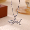 Ocean Brass Pave Clear Cubic Zirconia Pendant Necklaces WG5C2ED-05-1