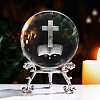 Inner Carving Cross Glass Crystal Ball Diaplay Decoration PW-WG6269E-02-1