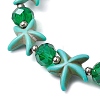 Summer Beach  Starfish Dyed Synthetic Turquoise & Faceted Glass Beaded Stretch Bracelets for Women Men BJEW-JB10454-02-3