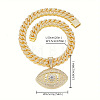 Zinc Alloy Full Crystal Rhinestone Evil Eye Pendant Cuban Link Chain Necklaces for Men FS-WG83416-02-2