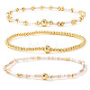 3Pcs 3 Styles Glass Seed Beads & Brass Beads Stretch Bracelets Set for Women VQ8944-8-1