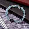 Natural Aquamarine Chips Stretch Bracelets for Women Men BJEW-JB11341-05-1