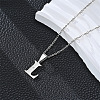 201 Stainless Steel Crystal Rhinestone Initial Pendant Necklaces FS-WG28760-18-1
