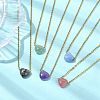 Natural & Synthetic Mixed Gemstone Heart Pendant 304 Stainless Steel Cable Chains Necklaces for Women NJEW-JN06093-1