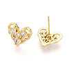 Cubic Zirconia Heart Stud Earrings X-EJEW-G353-03G-2