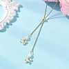 Natural Cultured Freshwater Pearl Flower Beaded Pendant 304 Stainless Steel Cable Chain Lariat Necklaces NJEW-JN05970-1