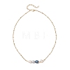 Dyed Natural Cultured Freshwater Pearl Potato & Glass Beaded Pendant 304 Stainless Steel Satellite Chain Necklaces for Women NJEW-JN05937-01-4