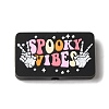 Halloween Themed Black Bead with Colorful Text 'Spooky Vibes' with Hand Skull Silicone Focal Beads SIL-M006-01A-1