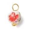 Handmade Flower Printed Porcelain Ceramic Pendants PALLOY-JF03928-02-3