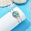 Natural Abalone Shell Flat Round Open Bangles BJEW-JB14315-02-2