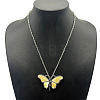 Vintage Butterfly Alloy Pave Natural Paua Shell Pendant Necklaces TU8289-1-1