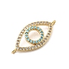 Brass Micro Pave Sky Blue and Clear Cubic Zirconia Connector Charms KK-H529-05B-G02-2