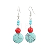 Brass Synthetic Turquoise Dangle Earrings EJEW-JE06589-02-2