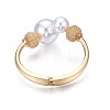 ABS Plastic Pearl Round Beaded Open Cuff Bangle BJEW-S118-104G-2