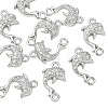 SHEGRACE Brass Micro Pave Clear Cubic Zirconia Dolphin Links Connector Charms XGRQ3K419-568P-1
