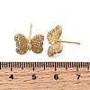 Butterfly Brass Micro Pave Clear Cubic Zirconia Stud Earrings EJEW-H180-19G-5