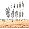 100Pcs 10 Style Tibetan Style Alloy Feather Pendants TIBEP-FS0001-07-6