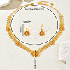 Elegant Brass Flower Charm Necklace & Earrings Sets for Women EH6760-2