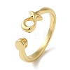 Moon with Star Rack Plating Brass Open Cuff Rings for Women RJEW-L123-102G-1