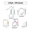 64Pcs 4 Style Rainbow Color 304 Stainless Steel Earring Hooks & Leverback & Hoop Earring Findings STAS-DC0010-34-2