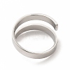 304 Stainless Steel Rectangle Open Cuff Ring for Women RJEW-B027-28P-3