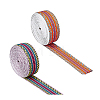 DICOSMETIC 2Pcs 2 Colors Flat Ethnic Style Polyester Stripe Ribbon SRIB-DC0001-01-8