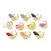 Brass Enamel Adjustable Cuff Rings for Women RJEW-G357-01D-4