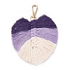 Handmade Braided Macrame Cotton Thread Leaf Pendant Decorations GLAA-K060-08KCG-04-2