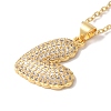 Brass Micro Pave Clear Cubic Zirconia Cable Chain Heart Pendant Necklaces for Women NJEW-C054-01G-2
