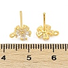 Brass Micro Pave Clear Cubic Zirconia Stud Earring Findings KK-Z099-02G-01-4