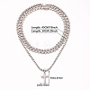 2Pcs Cross Zinc Alloy with Clear Cubic Zirconia Pendant Necklaces FS-WG0C5CD-02-2