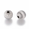 Round 304 Stainless Steel Corrugated Beads STAS-I050-01-10mm-2