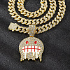 Zinc Alloy Full Crystal Rhinestone Ghost Pendant Necklaces with Enamel for Men FS-WG94CB1-01-3
